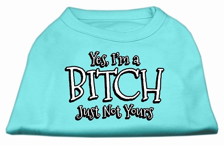 Yes I'm a Bitch Just not Yours Screen Print Shirt Aqua XS